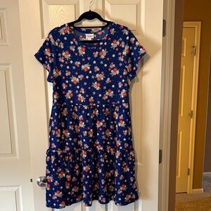 Blue Floral Tiered Dress